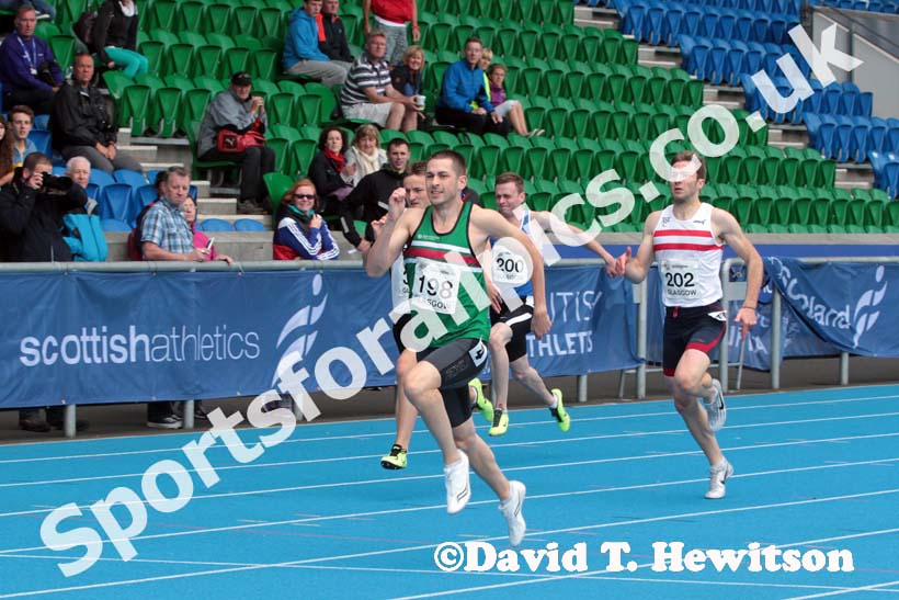 Ryan Oswald winning the 200 metres at the Scottish Championships, Scotstoun  Stadium, Glasgow.